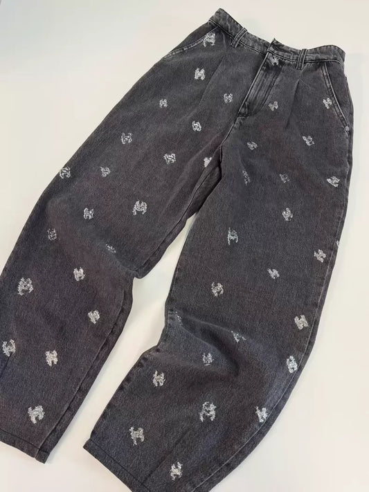 Chanel 21K grey-black-silver denim pants