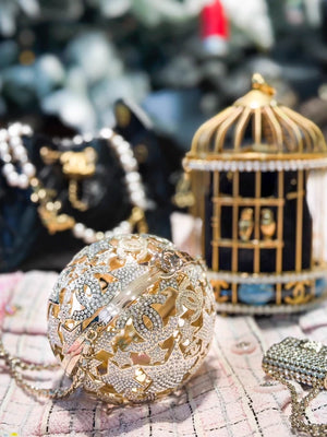 Chanel 25A Gold Crystal Ball Evening Bag minaudière