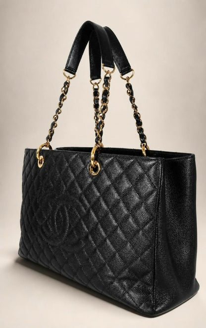 Chanel Black XL 40cm Caviar Quilted Grand Shopping Tote GST GHW
