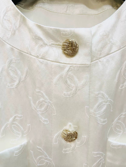 Chanel 25A silk embossed logo jacket