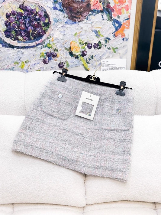 Chanel 25P purple iridescent tweed skirt