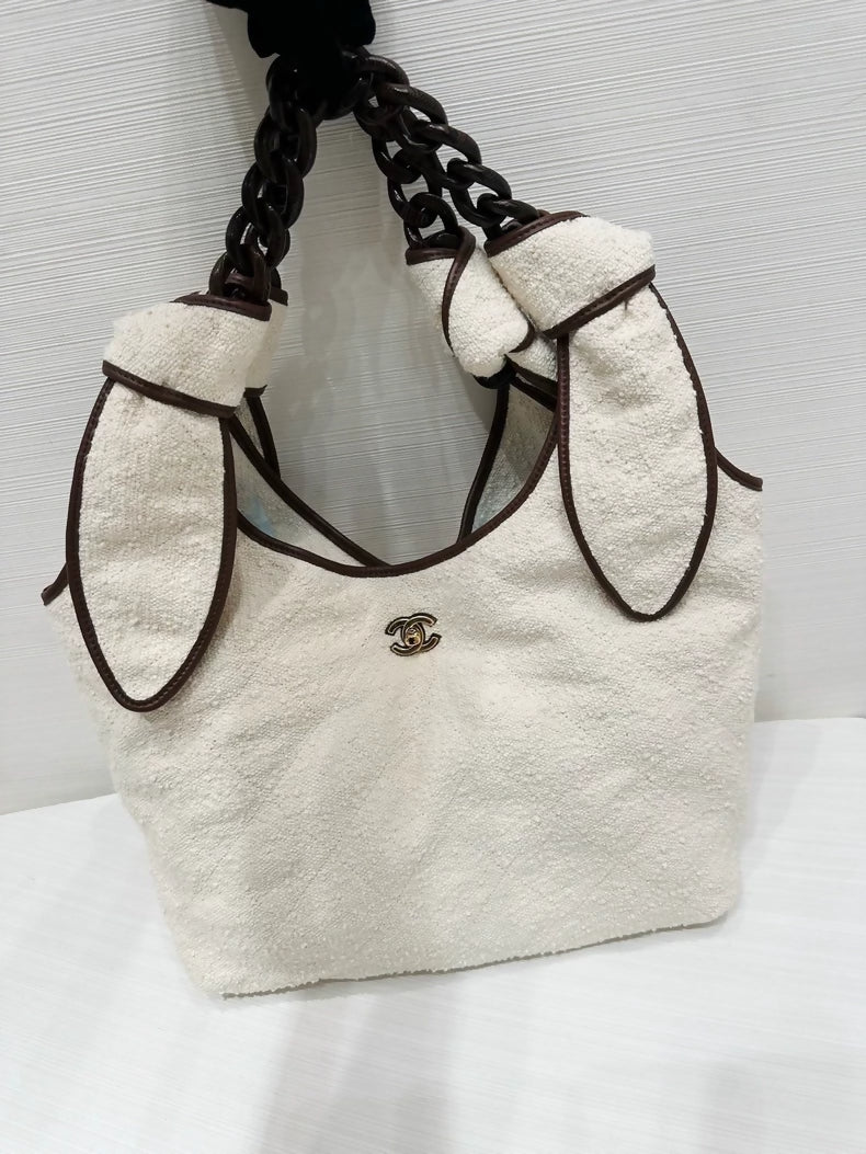 Chanel bunny ear beach hobo bag,
