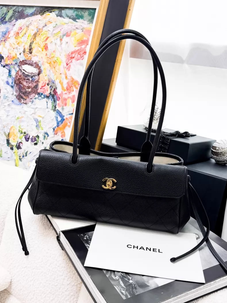 Chanel 26S black baguette tote handbag
