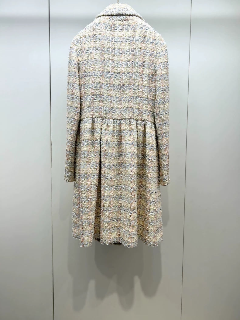 Chanel 25P mixed-color woven double-breasted dress