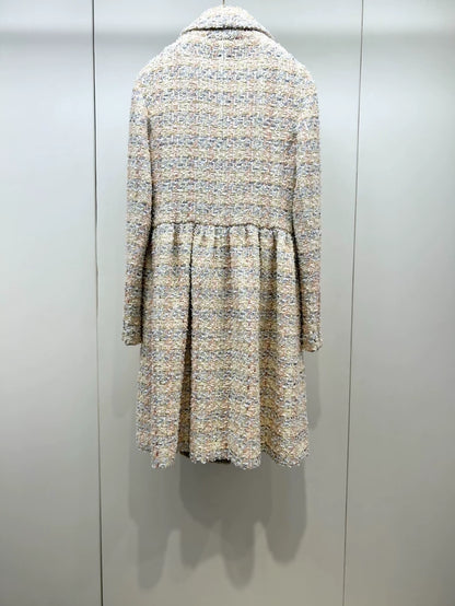 Chanel 25P mixed-color woven double-breasted dress