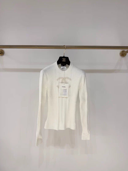 Chanel 22B Double C Pearl Knit Top