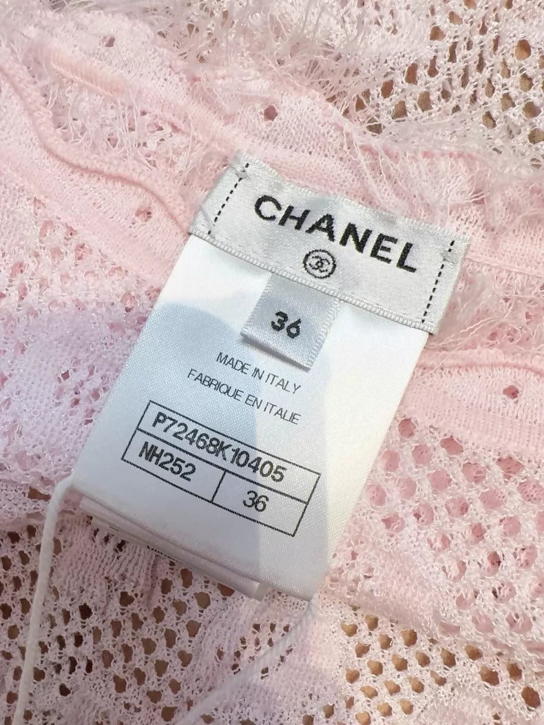 Chanel pink lace camellia dress