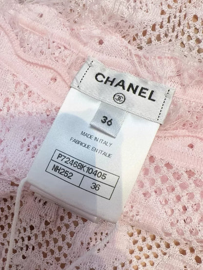 Chanel pink lace camellia dress