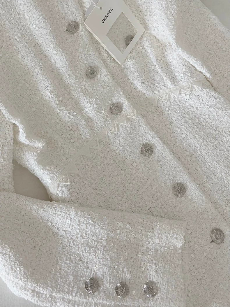 Chanel 24S White tweed Jacket Dress