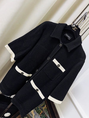 Chanel 24P Black three-pocket knit polo short-sleeved cardigan