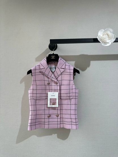Chanel 24S pink plaid vest