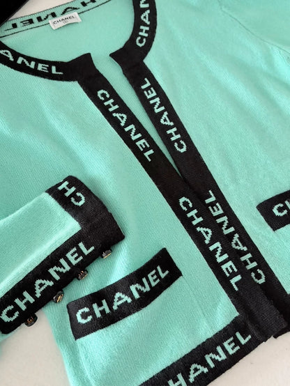 Chanel 1995 Blue Knit Cardigan