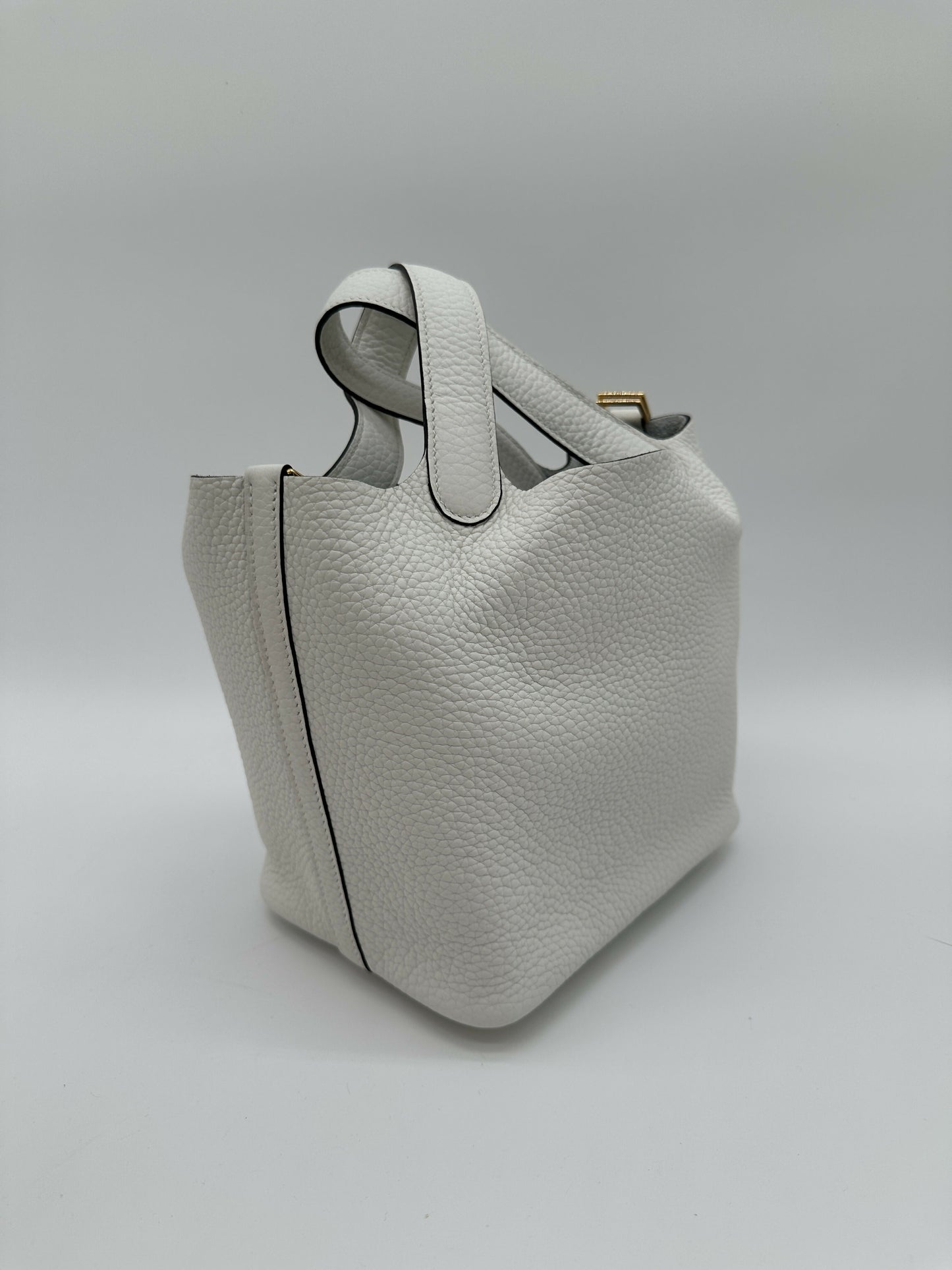 Hermes Picotin 18 New White GHW Stamp W