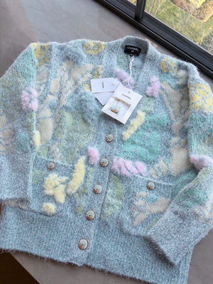 Chanel 25A mint cashmere cardigan