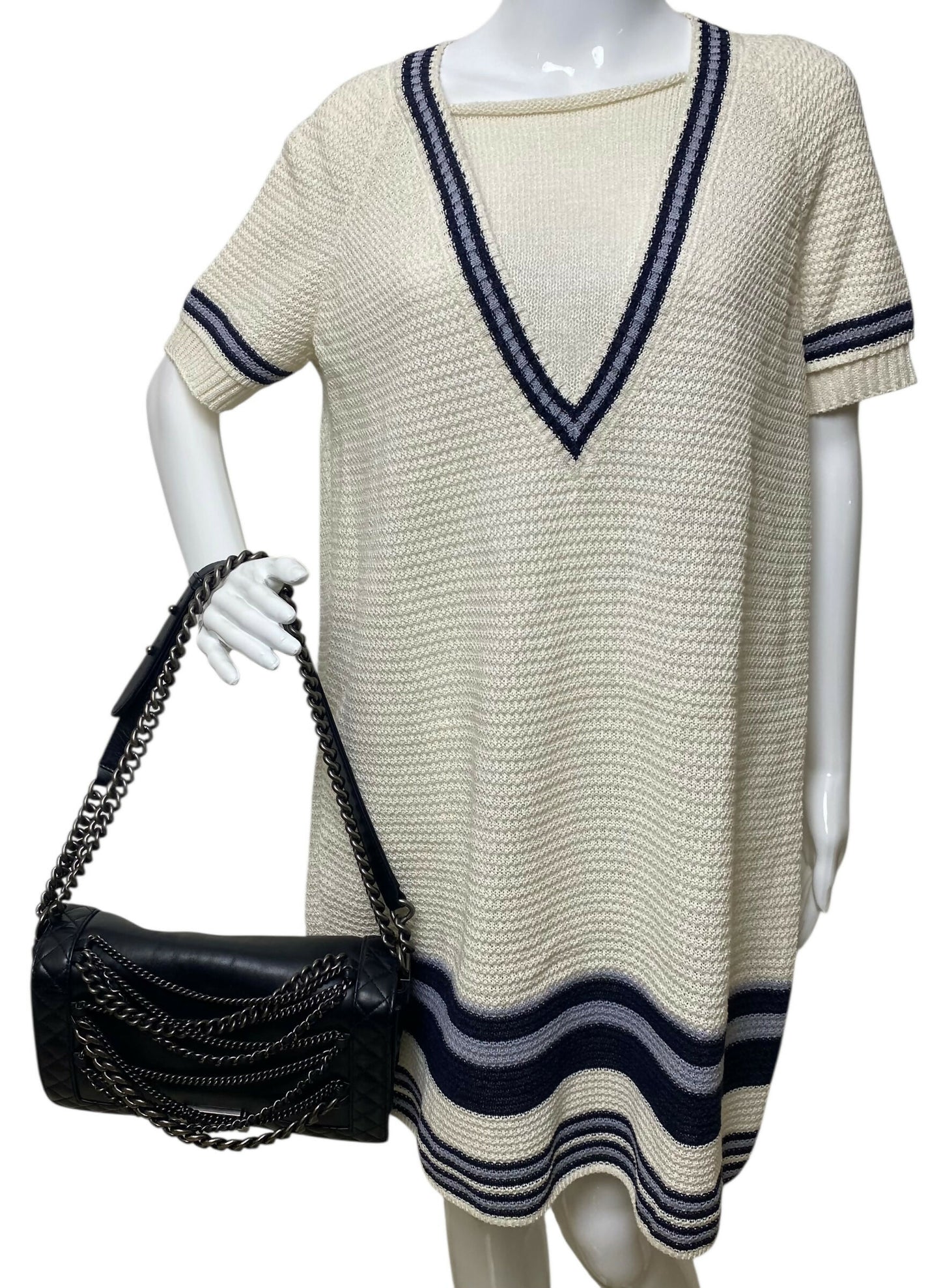 Chanel 13A Enchained Boy Bag Black Leather Old Medium Flap Bag