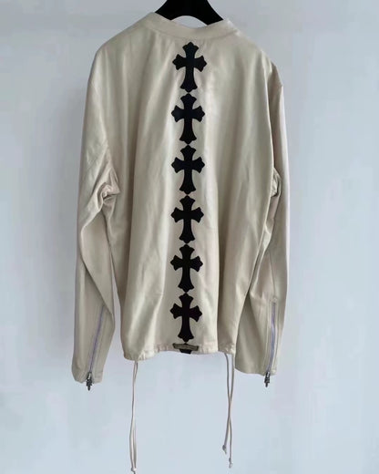 Chrome Hearts leather top with black crosses in the back