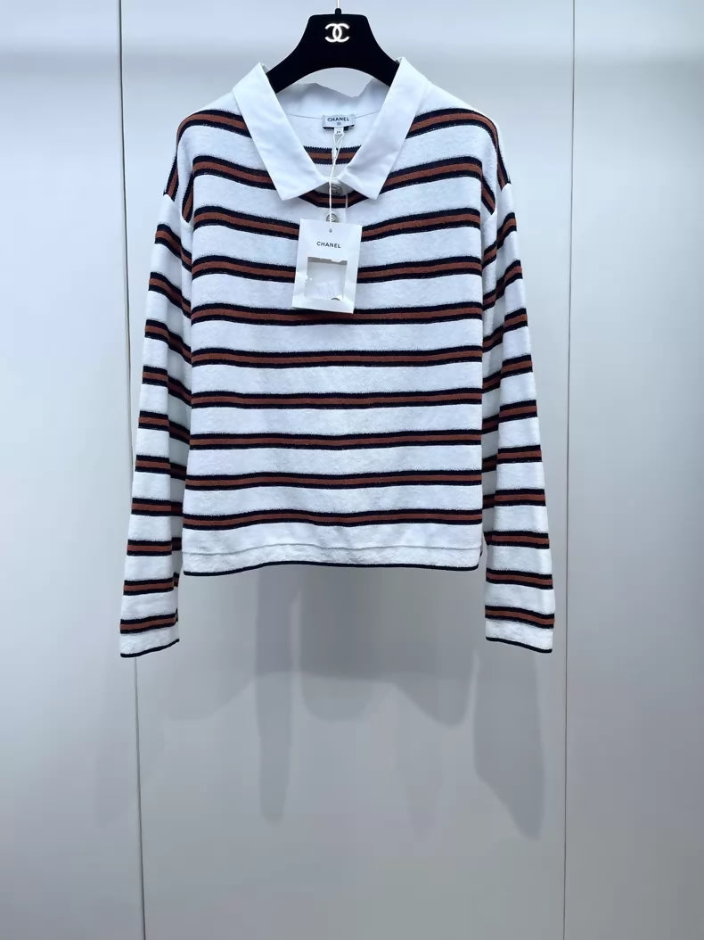 Chanel 26C Striped Polo Top