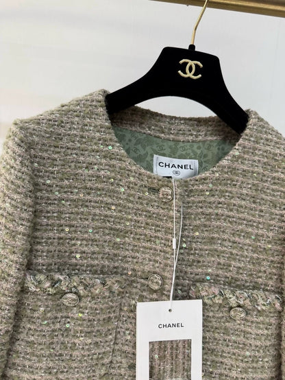 Chanel 24B Green tweed Jacket