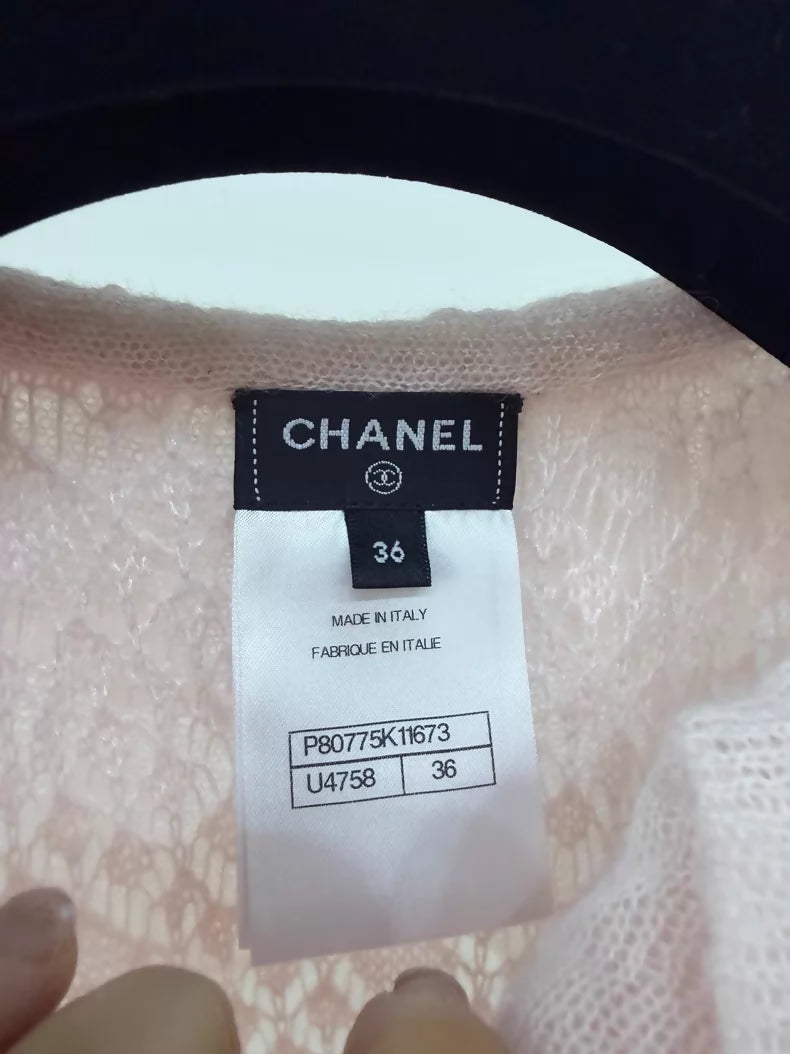 Chanel 25K Pink Lace Knit Top