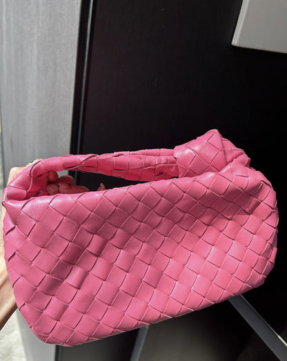 Bv Pink Woven Mini Jodie Tote