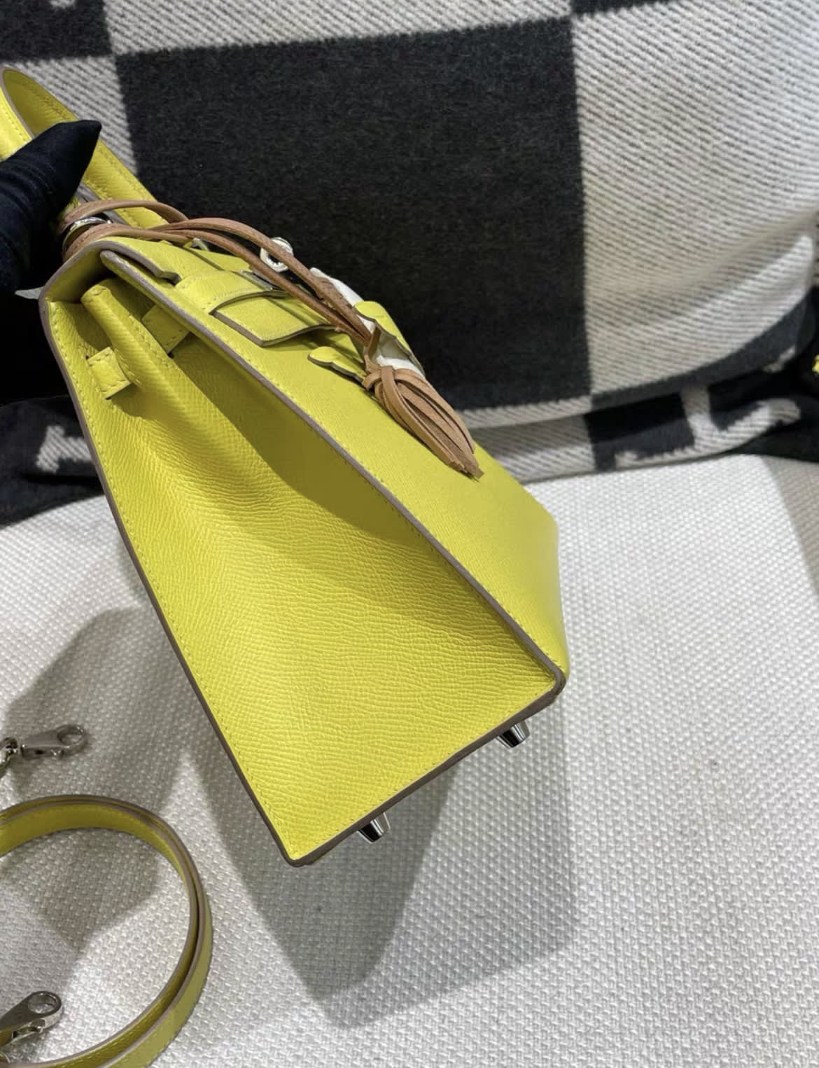 Hermes Kelly 25 Sellier Lime Epsom Palladium Hardware