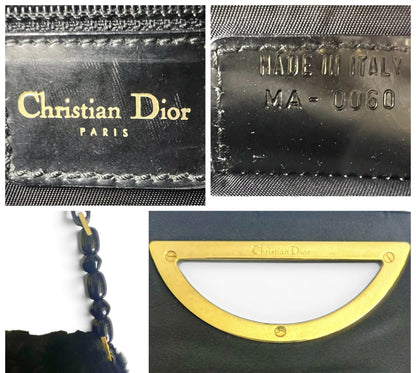 CHRISTIAN DIOR 2000 BLACK GOLD ASTRAKHAN FUR MALICE BAG GHW
