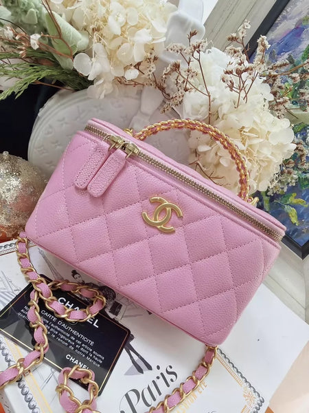 Chanel 22s pink vanity case bag with gold hardware – Wararni.com