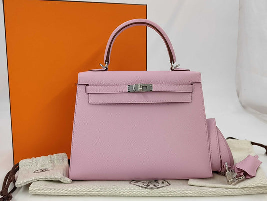 Hermes Kelly 25 Mauve Sylvester Epsom Palladium Hardware
