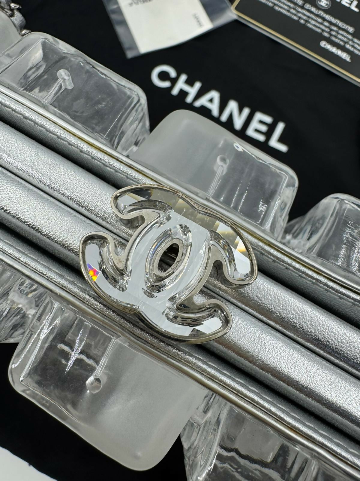 Chanel 2010 Plexiglass Ice Cube Sliver Clutch Bag