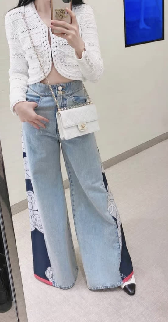 Chanel 2021 early spring 21c denim wide-leg pants fr34