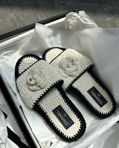 Chanel 23ss new camellia weaving slippers