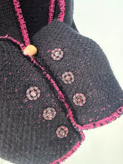 Chanel 22K black and red tweed jacket