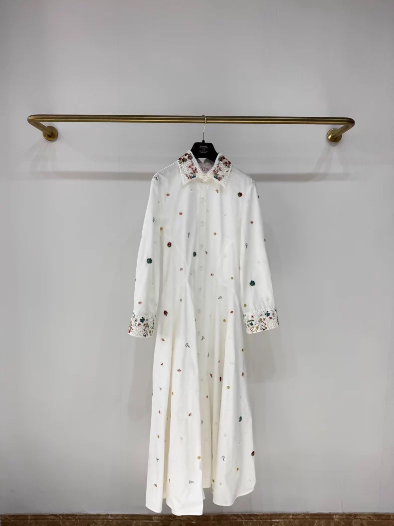 Valentino bow-embellished, rhinestone-studded, long silk and wool dress,