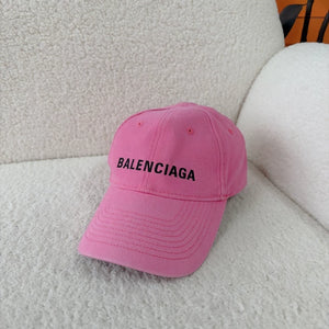 Balenciaga Pink Logo Embroidered Baseball Cap