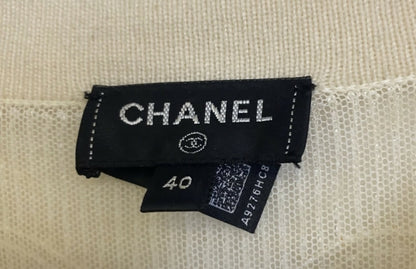 Rare Chanel 22S CC Sequin Cream Iridescent Vest Mini Dress Waistcoat Cardigan FR 40