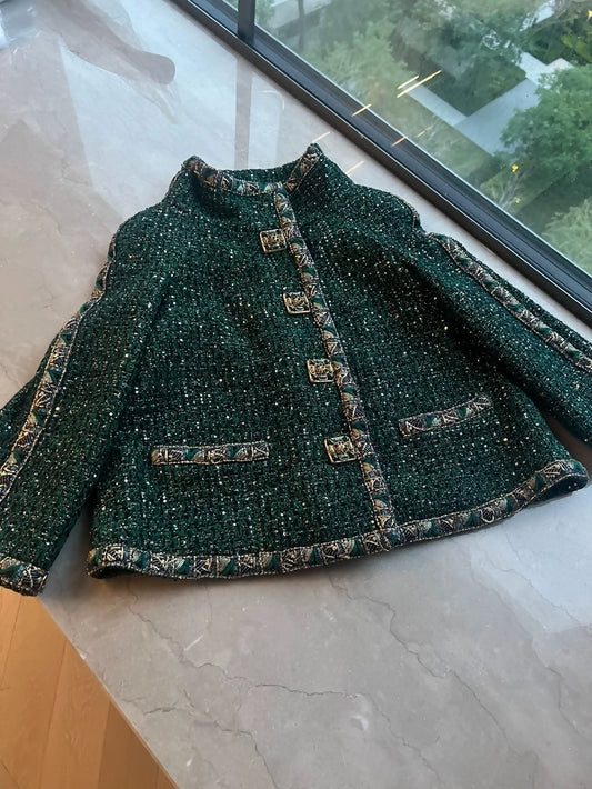 Chanel Byzantine Emerald Green tweed Jacket
