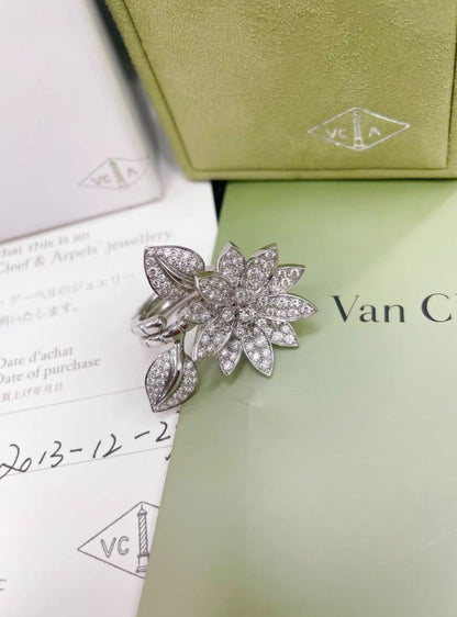 Van Cleef & Arpels Lotus Full Diamond High Jewelery Ring