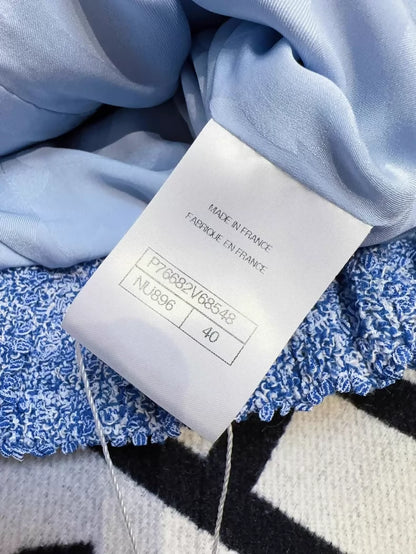 Chanel 24P Blue Tweed Short-Sleeved Jacket
