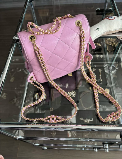 Chanel 23 pink backpack gold hardware