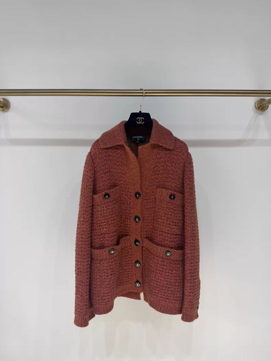 Chanel 24K brown-orange cashmere  knitted thick coat