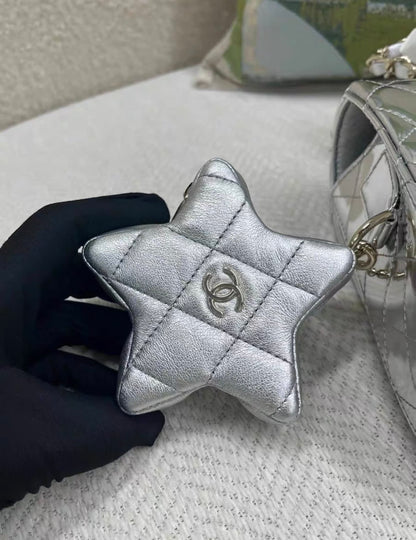 CHANEL 24C BACKPACK WITH STAR PATENT SILVER LGHW (MICROCHIP)