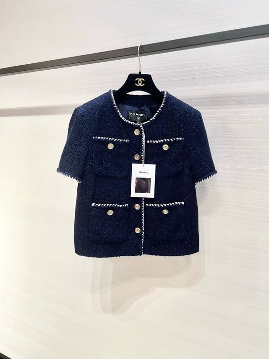 Chanel 25A blue tweed jacket