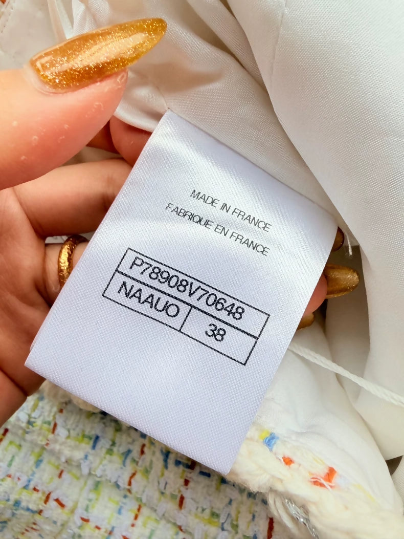 Chanel 25C white Tweed Mini Skirt
