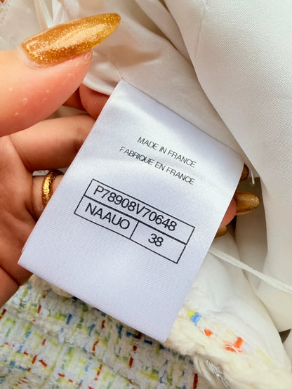 Chanel 25C white Tweed Mini Skirt