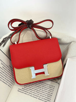 Hermès Constance 19 Rouge Sanguine / Sun Red Leather with Palladium Hardware