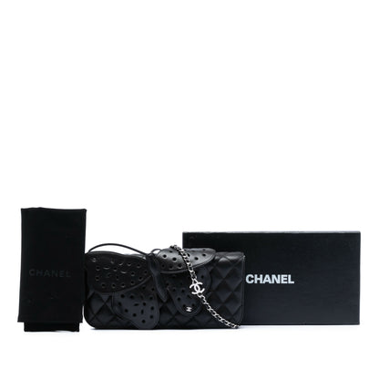 Chanel Quilted Lambskin Butterfly Clutch With Chain