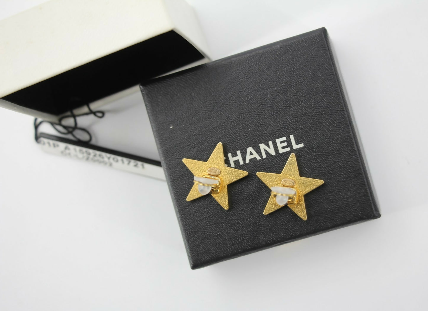 Chanel Vintage 01P Metal Blue-Green Star Clip-on Earrings