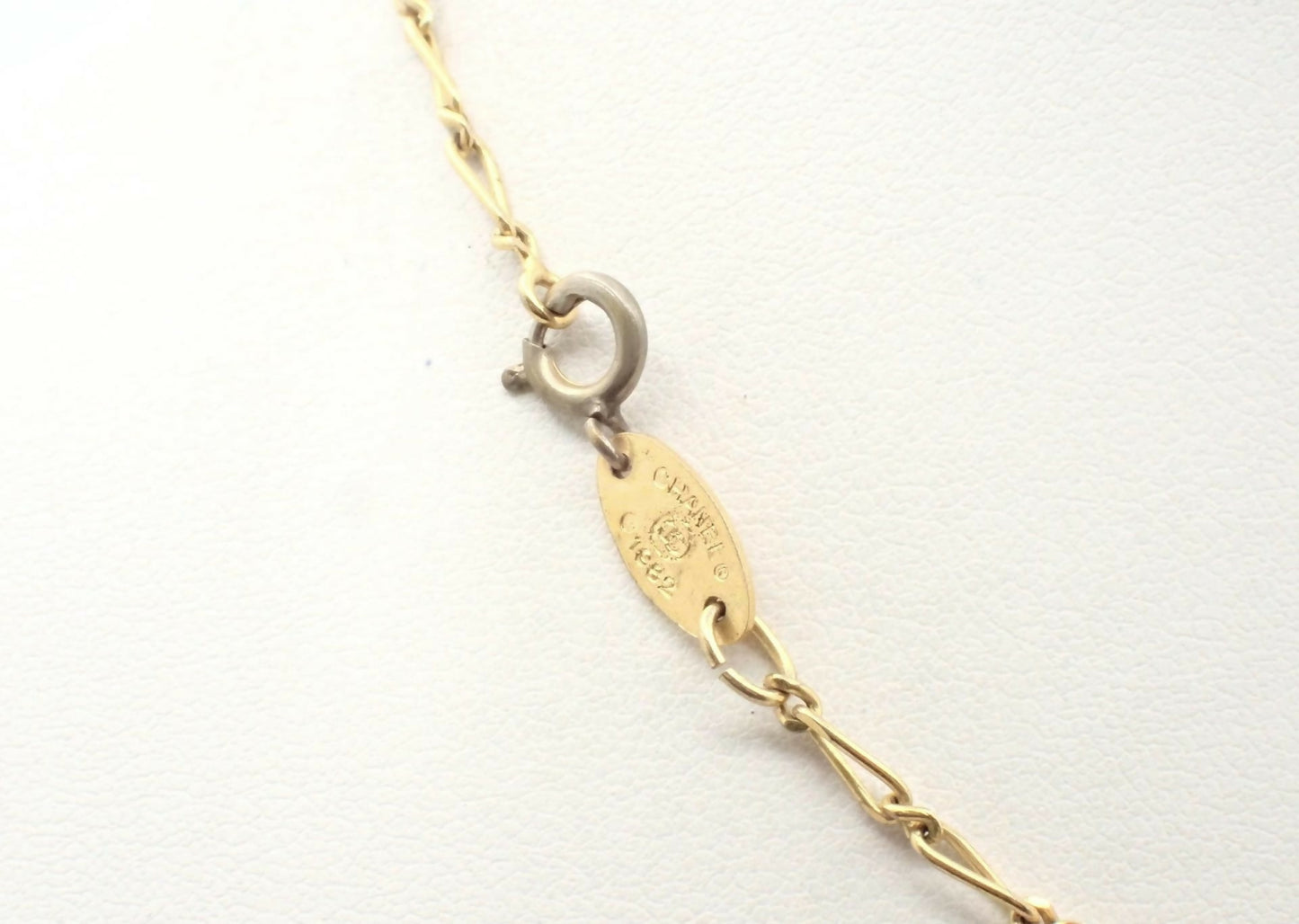 Chanel Vintage 1982 Rhinestone Gold Plated Braided Medallion Interlocking Coco Mark Necklace