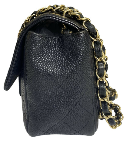Chanel Black Caviar Mini Square Classic Timeless Flap Bag GHW Gold Hardware