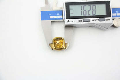 Chanel Vintage 99A Amber Gripoix Yellow Square Clip-on Earrings